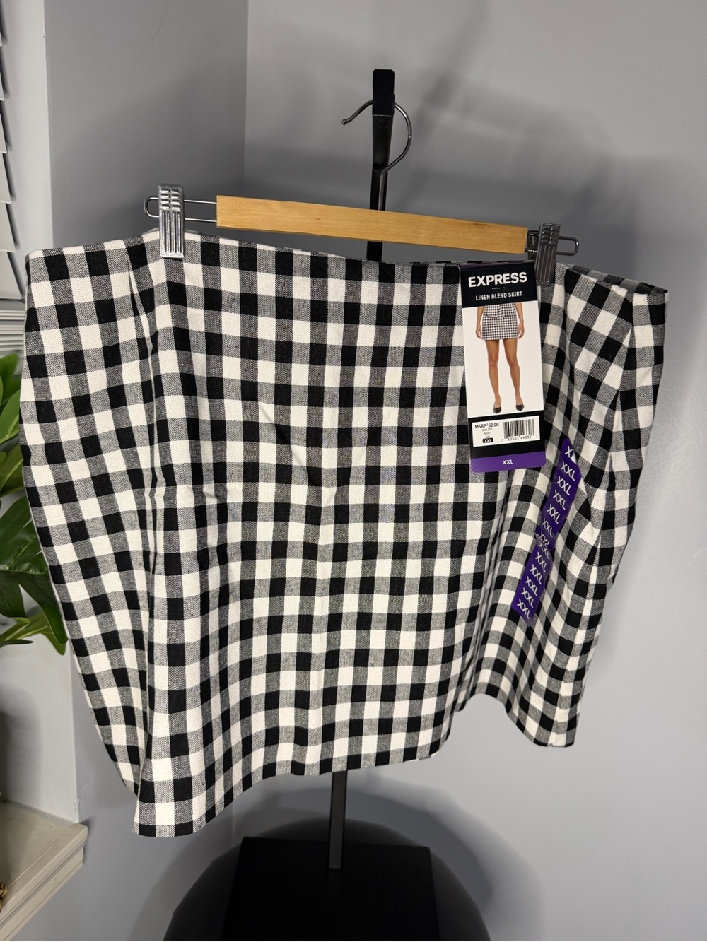 Express Black and White Gingham Mini Skirt